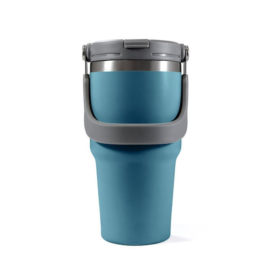 Relags Ποτήρι Θερμός Ανοξείδωτο 600ml Ocean Blue με Καλαμάκι