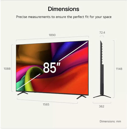 LG Смарт Телевизор 85" 4K UHD LED AI NU80 HDR (2026) 85NU8E0B3LA