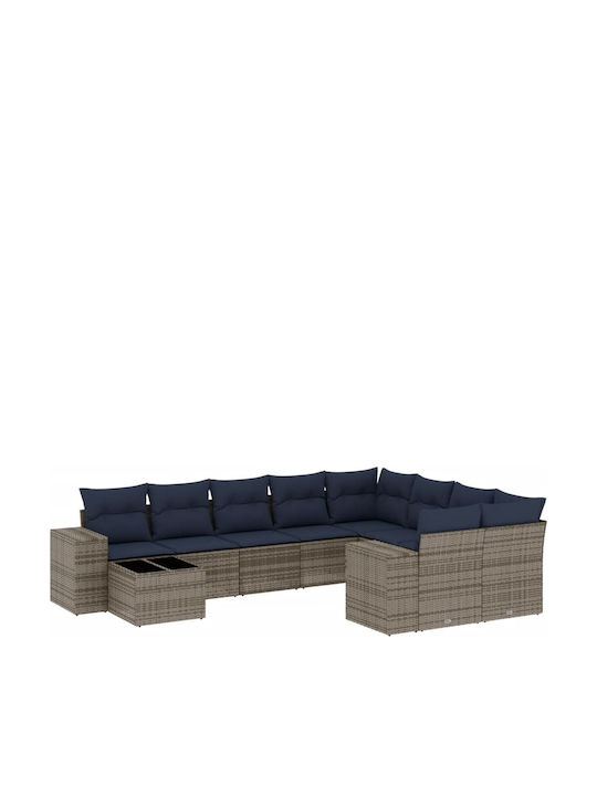 Ecksofa Outdoor Rattan mit Kissen 62x62x69cm