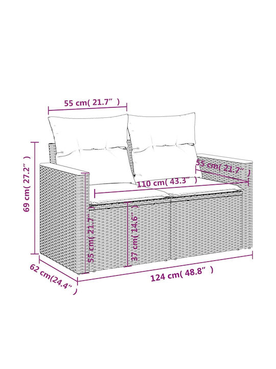Canapea De Colț De Exterior Din Rattan Cu Perne 55x62x69cm