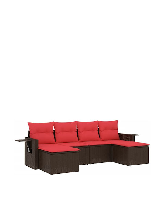 Ecksofa Outdoor Rattan mit Kissen 55x62x69cm