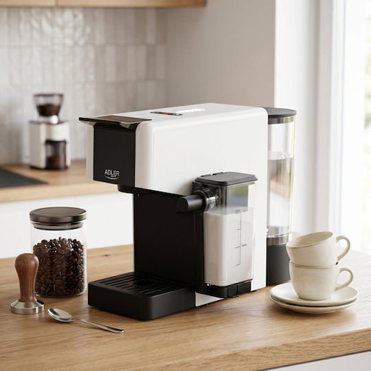 Adler Αυτόματη Μηχανή Espresso 1400W Πίεσης 20bar για Cappuccino Λευκή AD 4391