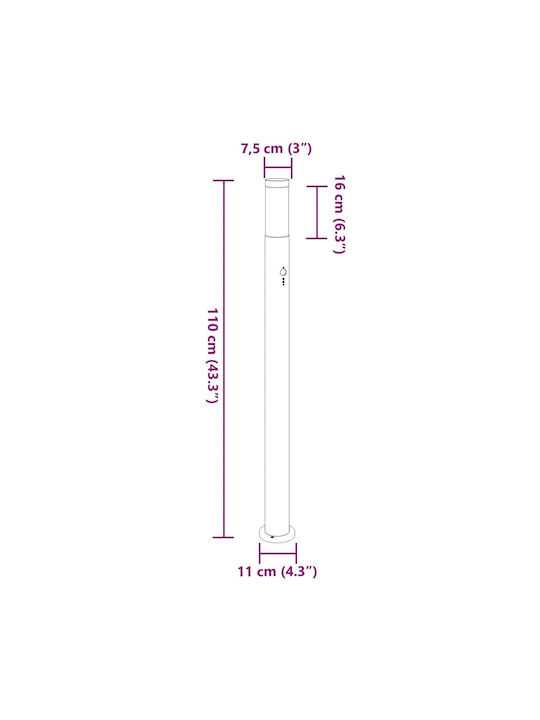 vidaXL Outdoor Small Post Floor Lamp 40W IP44 for E27 Socket Gray