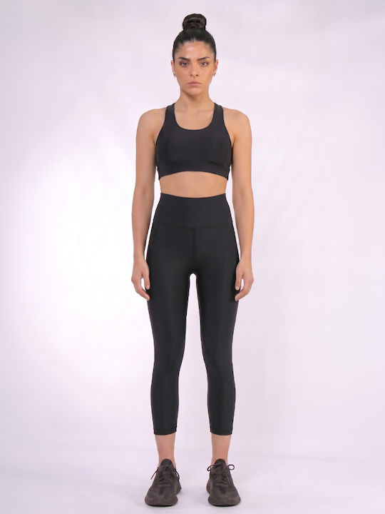 Training Γυναικείο Cropped Κολάν Σύσφιξης Ψηλόμεσο & Push Up Μαύρο