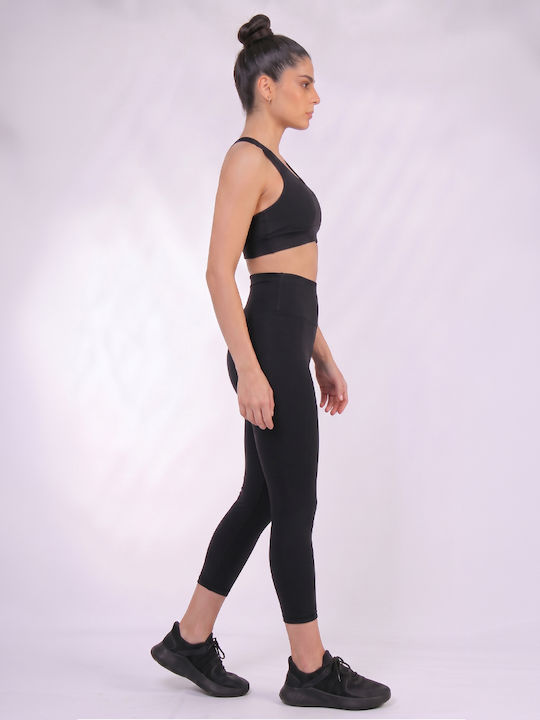 Training Γυναικείο Cropped Κολάν Σύσφιξης Ψηλόμεσο & Push Up Μαύρο