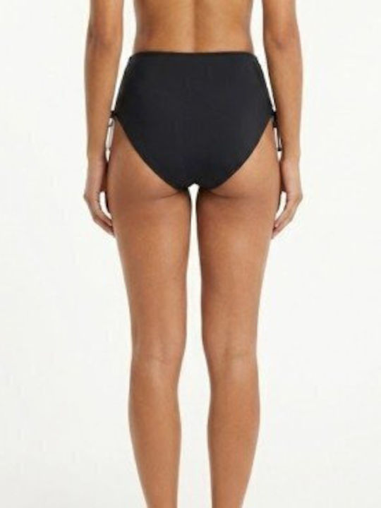 Bikinihosen Slip Hohe Taille mit Schnürung Schwarz S121060-Schwarz