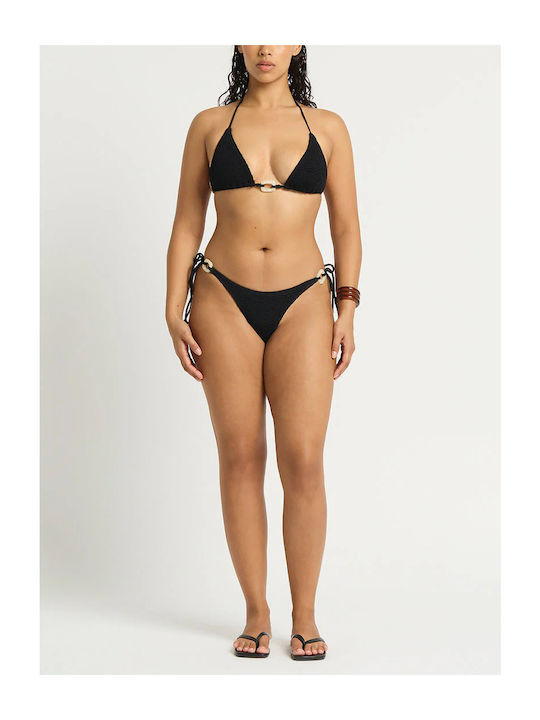 Bikini Slip με Κορδονάκια Μαυρο