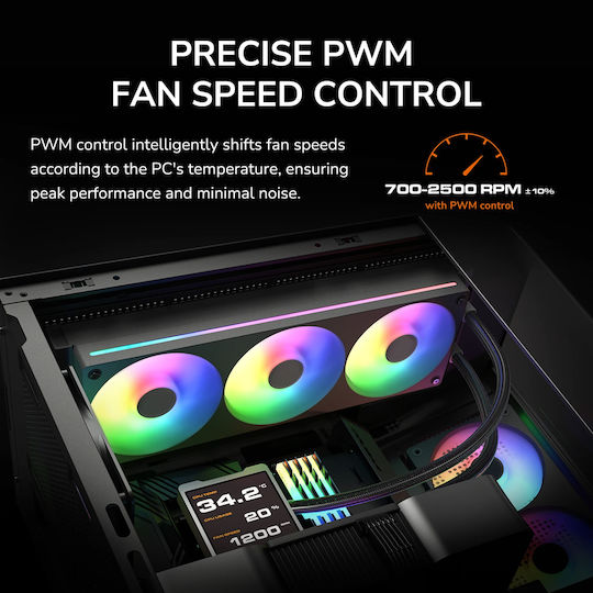 Cougar Unity 360 Case Fan 2500rpm 78.2cfm with ARGB Lighting and 3-Pin 4-Pin PWM Connection White