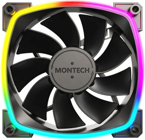 Montech Reverse Blade Case Fan 76.2mm 1600rpm 59cfm with ARGB Lighting and 3-Pin / 4-Pin PWM Connection 3pcs