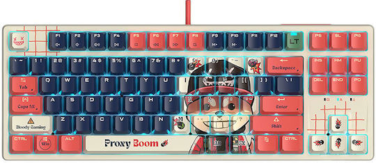 A4Tech Blody AT87 Tastatură Gaming Optică Tenkeyless cu Comutatoare Alpha Optical și Taste Iluminate (Engleză SUA) Multicolor