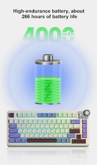 Aula AU75 Ασύρματο Gaming Πληκτρολόγιο 75% με RGB φωτισμό (Αγγλικό US) Turmeric Yellow