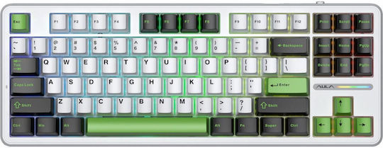 Aula F87 Wireless Gaming Mechanical Keyboard Tenkeyless with GrayWood V3 Switches and RGB Lighting (English US) Gray