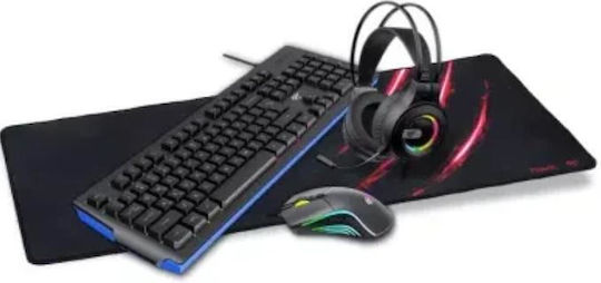 4-in-1 Bundle Οπτικό Σετ Gaming Πληκτρολόγιο με RGB φωτισμό & Ποντίκι (Αγγλικό US)