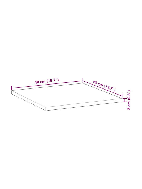 vidaXL Square Table Surface Made of Solid Acacia Wood 40x40x2cm 4008718