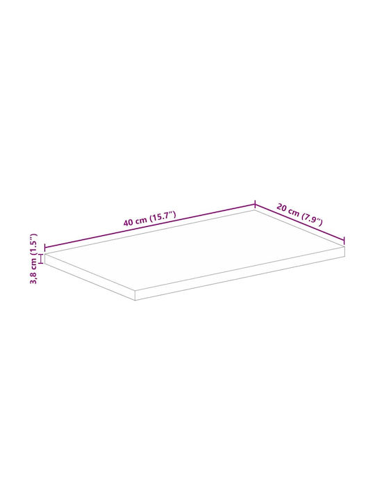 vidaXL Rectangular Table Surface Made of Solid Mango Wood 40x20x3.8cm 371615