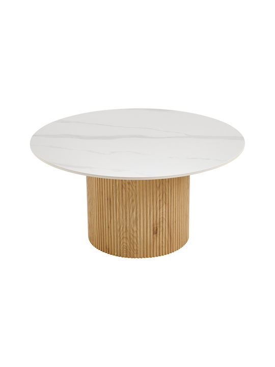 Round Central Coffee Table Sikulu Wooden White W80xL80xH40cm