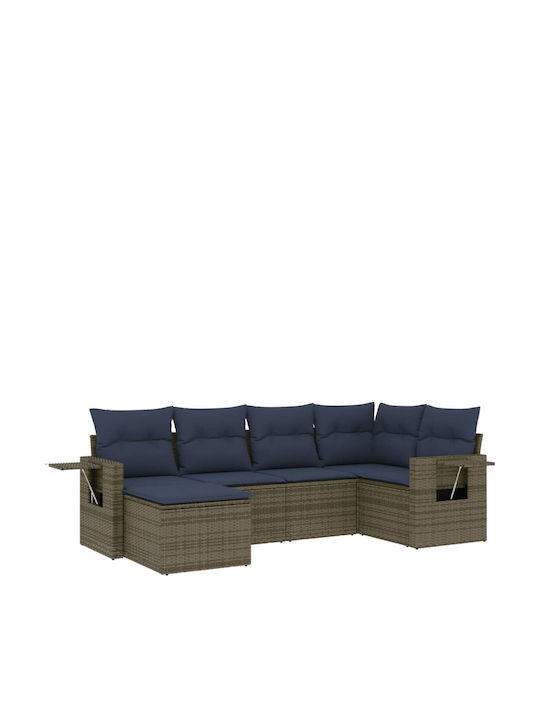 Canapea De Colț Pentru Exterior Din Rattan Cu Perne 62x62x69cm