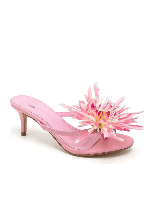 Mules With Heel In Pink Colour