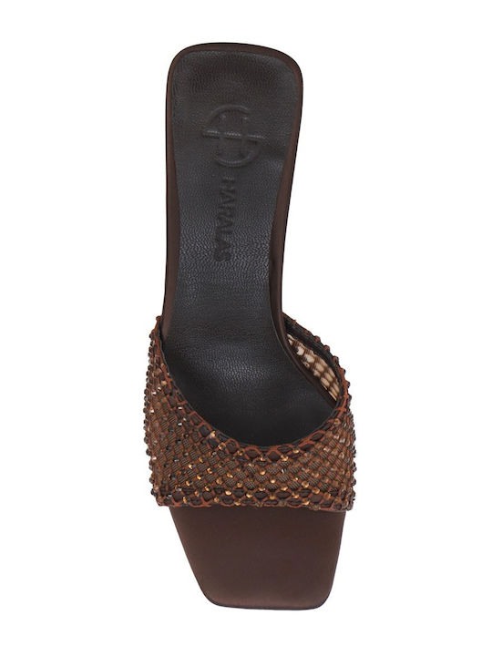Mules With High Heel In Brown Colour