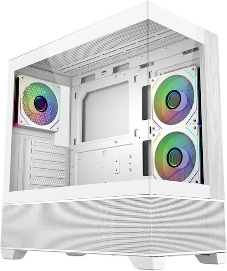 CoolerMaster Master Elite 690 Gaming Midi Tower Computer Case with Side Window and ARGB Lighting White