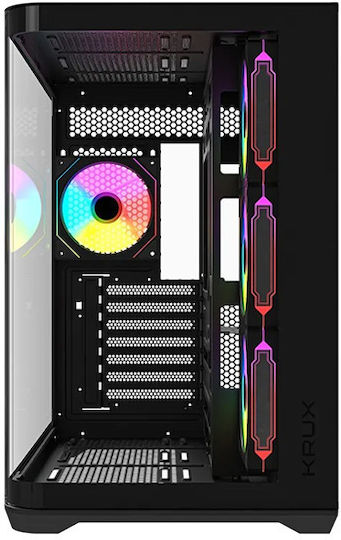 Krux Tano Gaming Midi Tower Κουτί Υπολογιστή με Πλαϊνό Παράθυρο και ARGB Φωτισμό Μαύρο