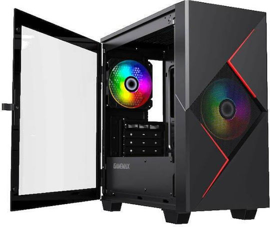 GameMax Cyclops Gaming Micro Tower Κουτί Υπολογιστή με Πλαϊνό Παράθυρο και ARGB Φωτισμό Μαύρο