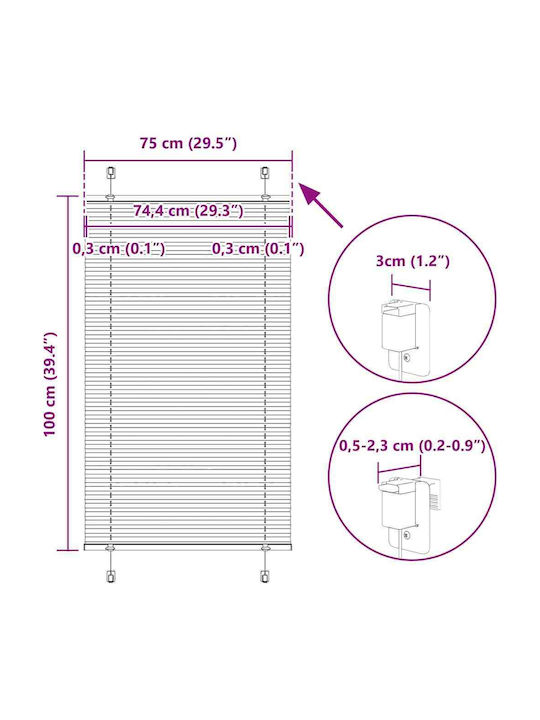 vidaXL Fabric Blind in Pink Colour W75xH100cm