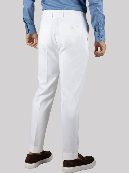 Elastic Trousers in Regular Fit White