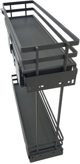 Βαγονετο Φρενο Μεταλλικο Πατο & Αντιολισθητικο Χαλακι Finetto Κουτι 20cm Ανθρακι Δεξί Άνοιγμα
