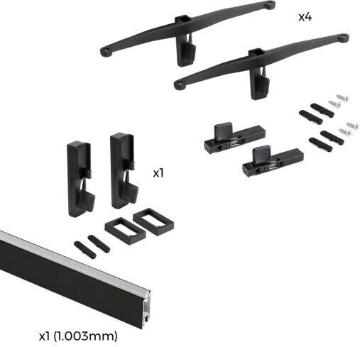 Kit Αρθρωτων Πλαισιων Ραφιερας 4 Ραφια & 1 Σωληνα Χωρις Ξυλινα Στοιχεια Emuca Zero 7022354 Μαυρο Ματ