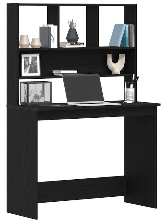 Wooden Desk with Bookcase Black Oak 102x45x148 cm