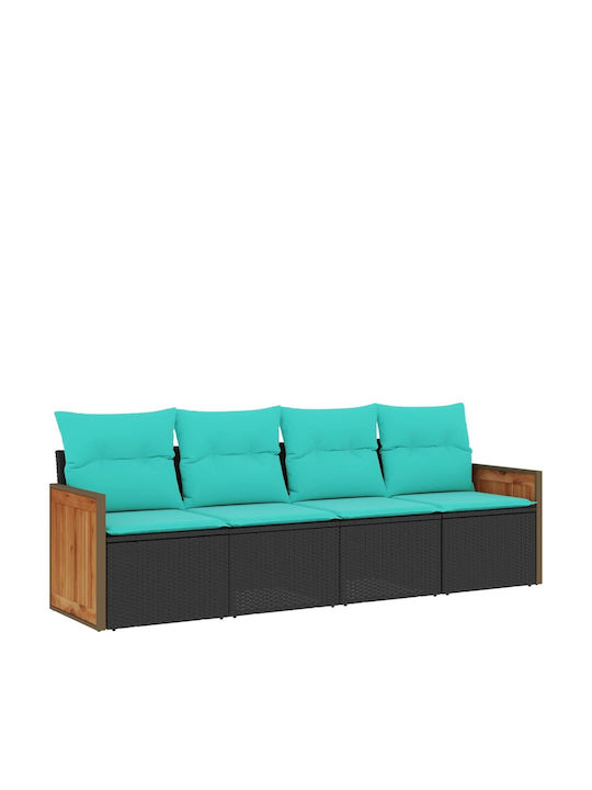 Four-Seater Outdoor Rattan Sofa with Cushions 55x62x69cm