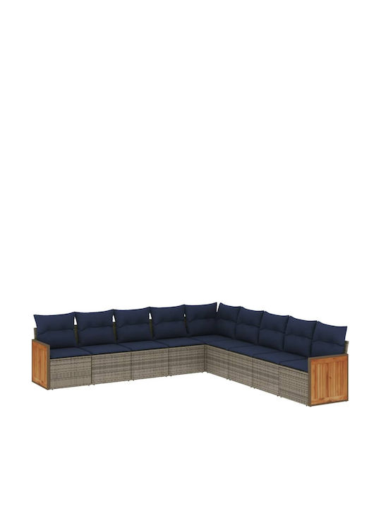 Outdoor Corner Sofa Rattan With Cushions 55x62x69cm