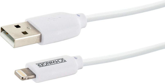 Schwaiger Flat USB-A to Lightning Cable Λευκό 2m (LKF200L532)