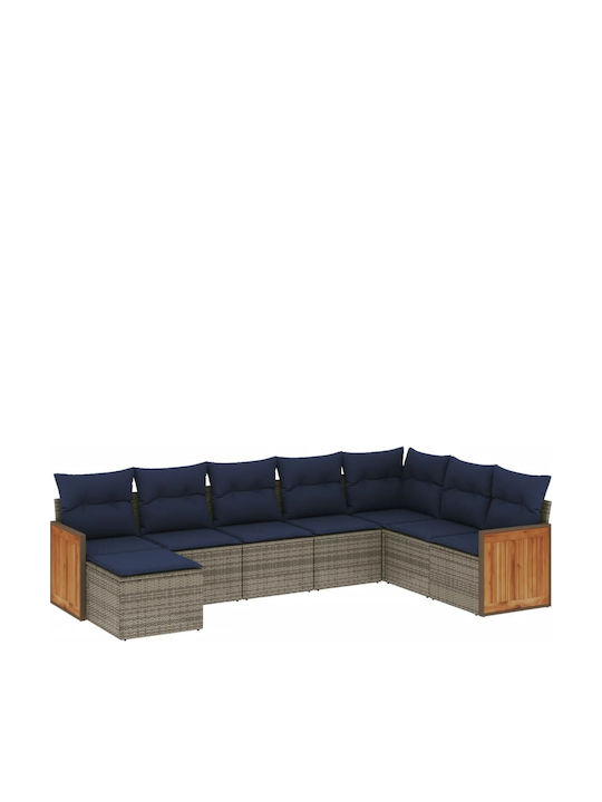 Canapea De Colț De Exterior Din Rattan Cu Perne 62x62x69cm