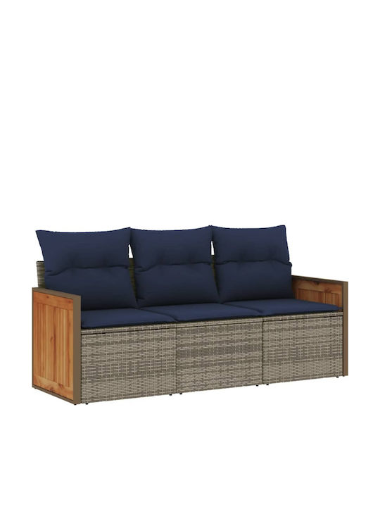 Three-Seater Outdoor Rattan Sofa with Cushions 55x62x69cm