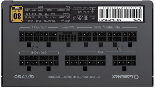 GameMax GX-750 750W Schwarzes Netzteil Computer Vollständig Modular 80 Plus Gold