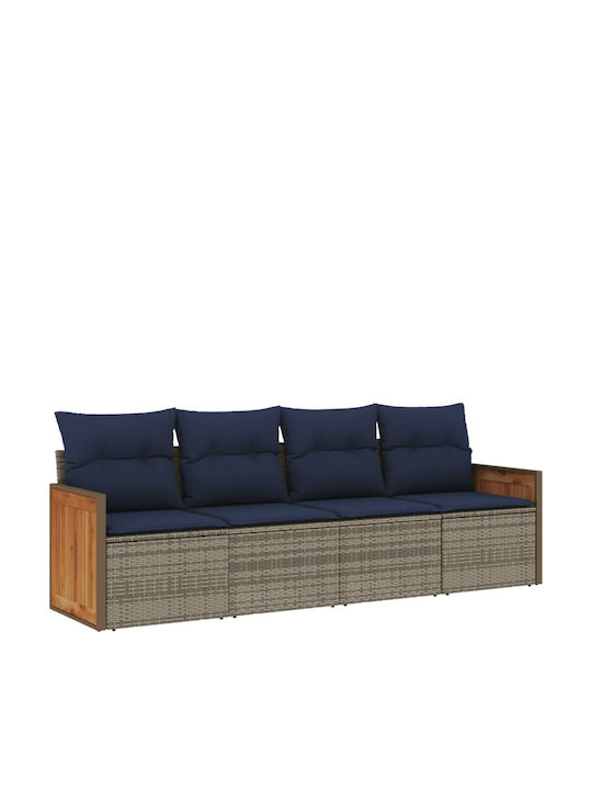 Four-Seater Outdoor Rattan Sofa With Cushions 55x62x69cm