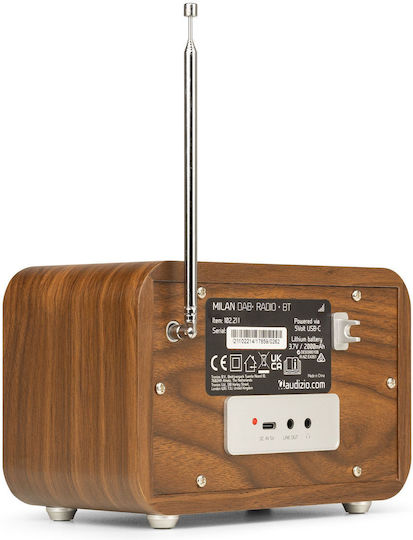 Audizio Milan DAB+ Φορητό Ραδιόφωνο Επαναφορτιζόμενο DAB+ με Bluetooth Ασημί