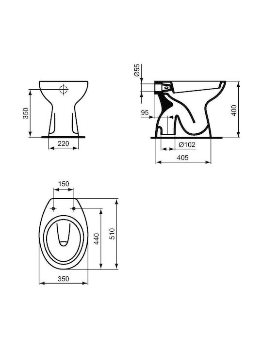 Ideal Standard Sevaduo Toaletă de Podea cu Capac cu Închidere Lentă Albă