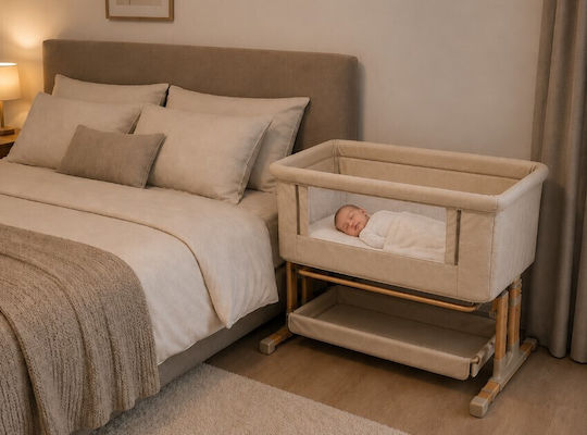 ForAll Babywiegen mit Matratze und Rädern Beiges