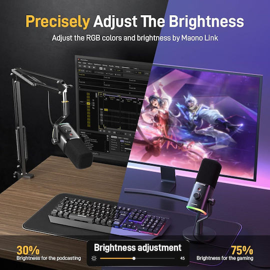 Maono PD100X Δυναμικό Μικρόφωνο XLR / USB Επιτραπέζιο RGB