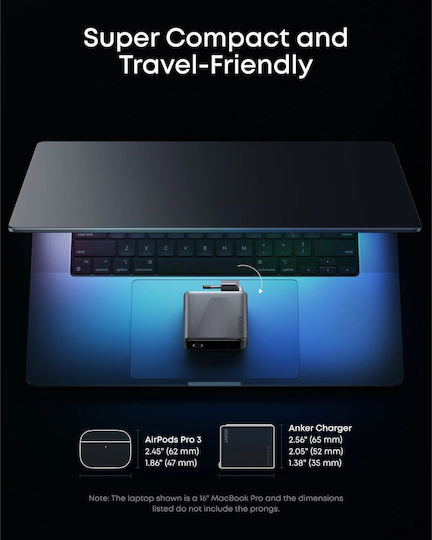 Anker USB-C Φορτιστής Laptop 160W 5.36A με Αποσπώμενο Καλώδιο Τροφοδοσίας