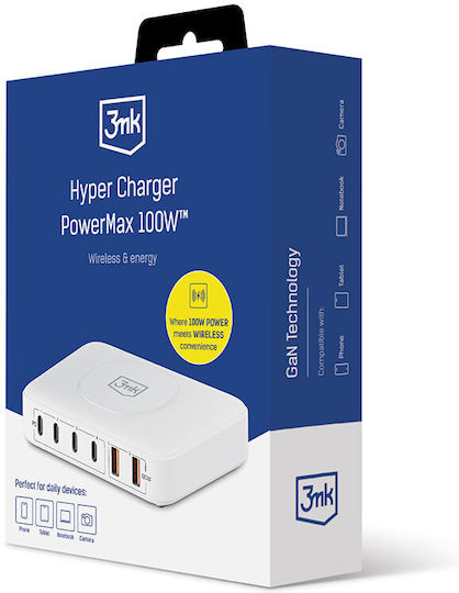 3MK USB-C Universal Laptop Charger 100W 20V 5A with Detachable Power Cable