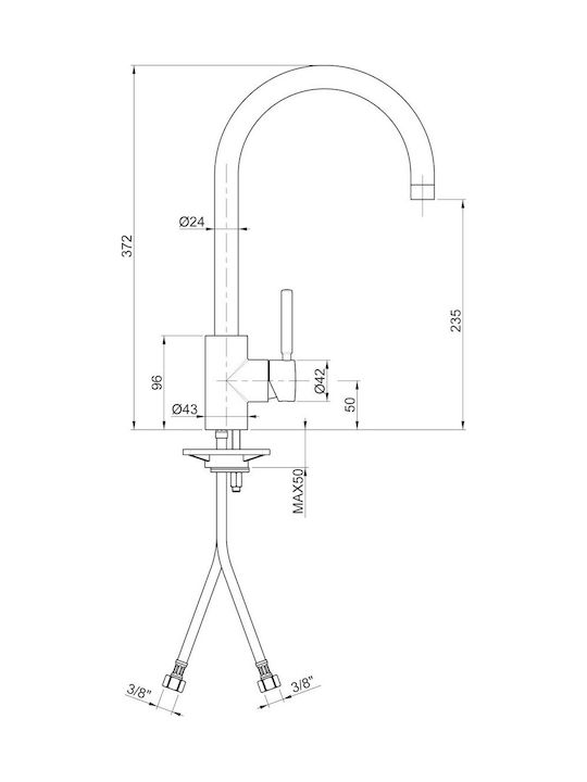 Sanitec Doppio Kitchen Faucet Counter Grey