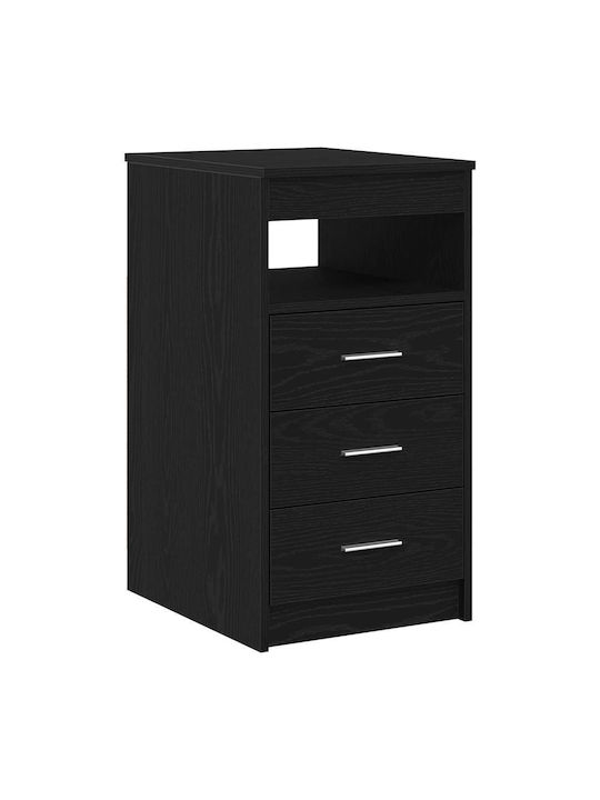 Comodă Dormitor Din Lemn Cu 3 Sertare Negru Stejar 40x50x76cm