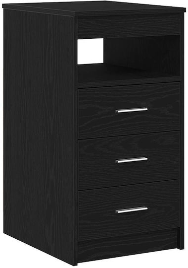 Comodă Dormitor Din Lemn Cu 3 Sertare Negru Stejar 40x50x76cm