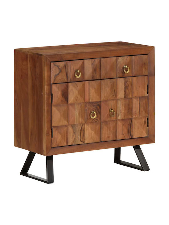 Chest of Drawers Bedroom Solid Wood & Metal Brown 70x35x70cm