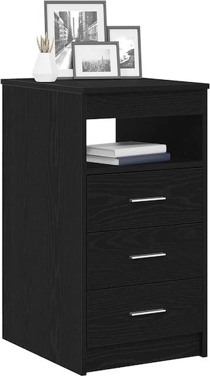 Comodă Dormitor Din Lemn Cu 3 Sertare Negru Stejar 40x50x76cm