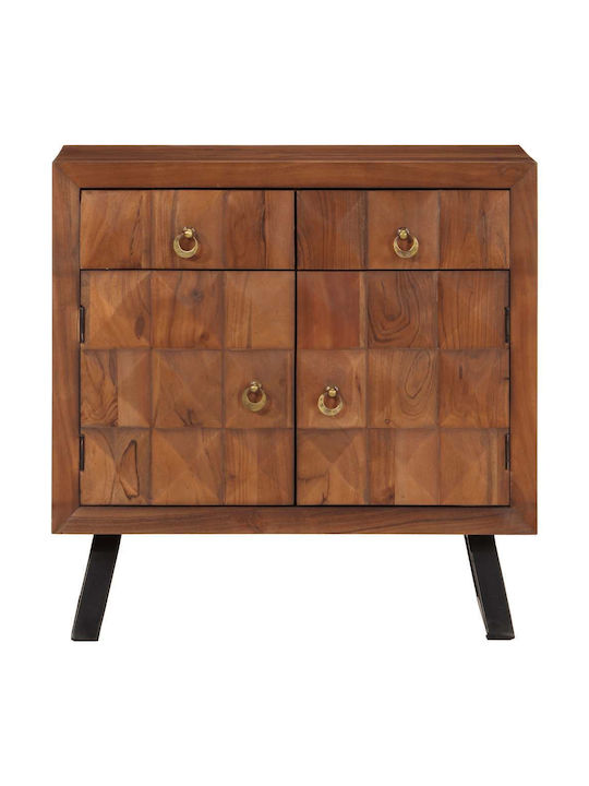Chest of Drawers Bedroom Solid Wood & Metal Brown 70x35x70cm